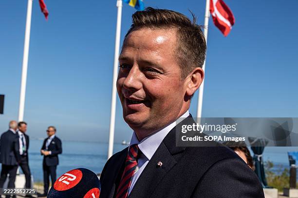 Denmark's Minister for Transport, Thomas Danielsen, is nterviewed during the celebration to mark the Øresund Bridge's 25th anniversary at...