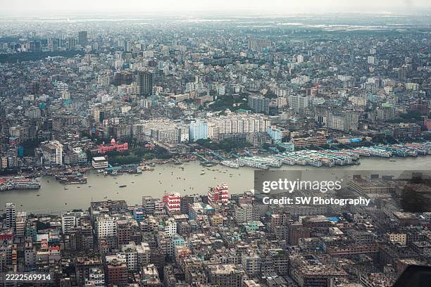 photo of dhaka's scenery from a military helicopter - dhaka stock pictures, royalty-free photos & images