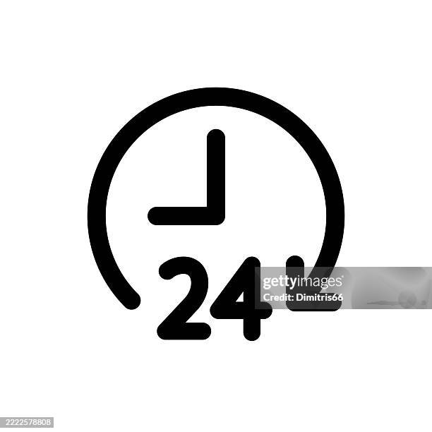 ilustrações de stock, clip art, desenhos animados e ícones de 24 hours icon with editable stroke - aberto 24 horas