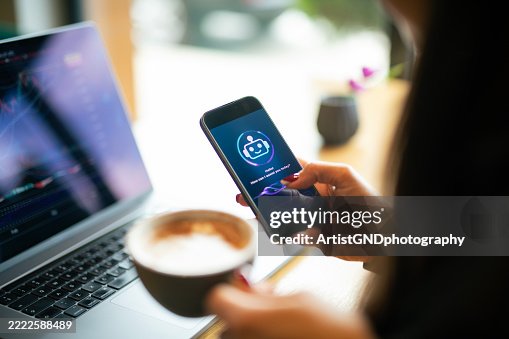 Using AI chatbot during work. Using AI chatbot during work.