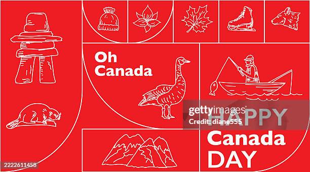 canada day geometric mosaic banners - canada goose stock illustrations