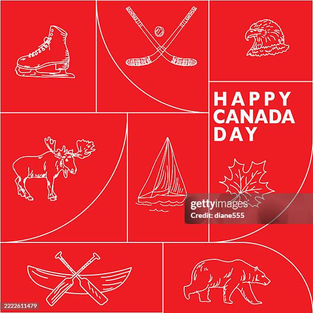 canada day geometric mosaic banners - canada bear stock illustrations