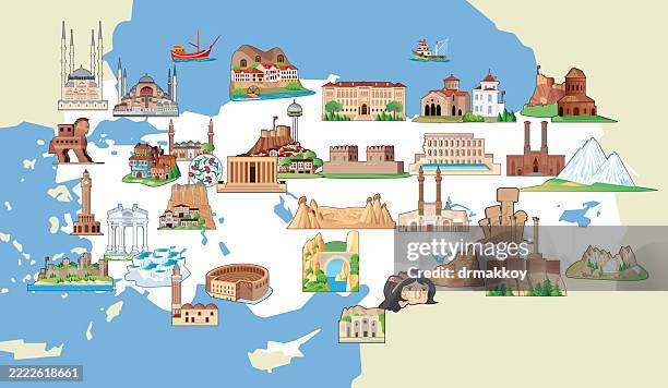 turkey travel map - gobekli tepe map stock illustrations