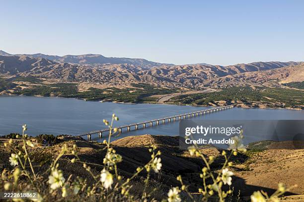 An aerial view of the longest railway bridge, with a length of 2,30 meters, in Malatya, Turkiye on June 18, 2025. The bridge was built over the...