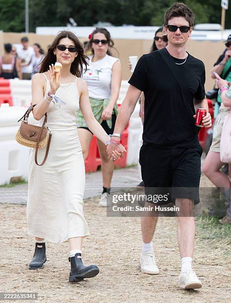 Daisy Edgar-Jones and Ben Seed during day four of Glastonbury festival 2025 at Worthy Farm, Pilton on June 28, 2025 in Glastonbury, England....