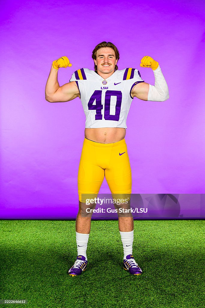 Perrin Rittner Lsu Whit Weeks of the LSU Tigers poses for a portrait during media day ...