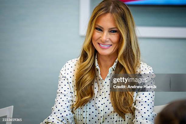 First lady Melania Trump visits with children at Children's National Hospital on July 3, 2025 in Washington, DC. Melania Trump visited the hospital...