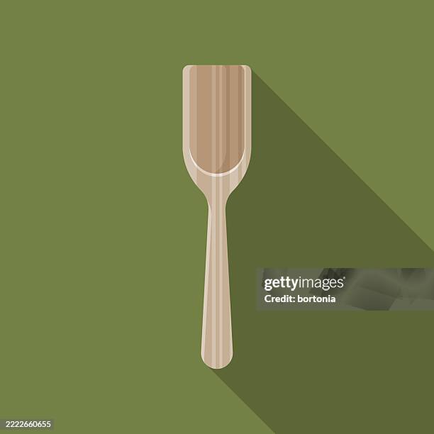 ilustraciones, imágenes clip art, dibujos animados e iconos de stock de cuchara medidora de madera matcha tea icon - cuchara-de-helado