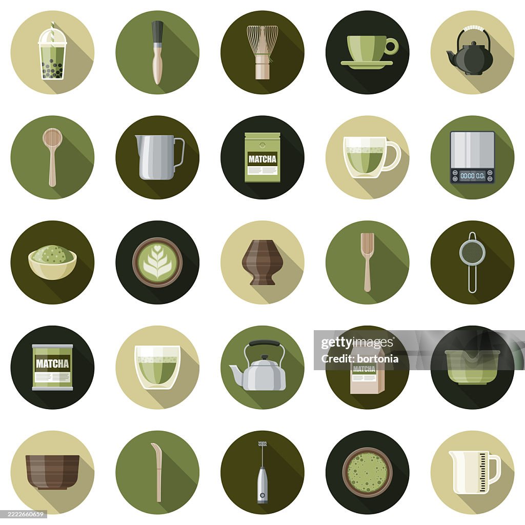 Matcha Tea Icon Set