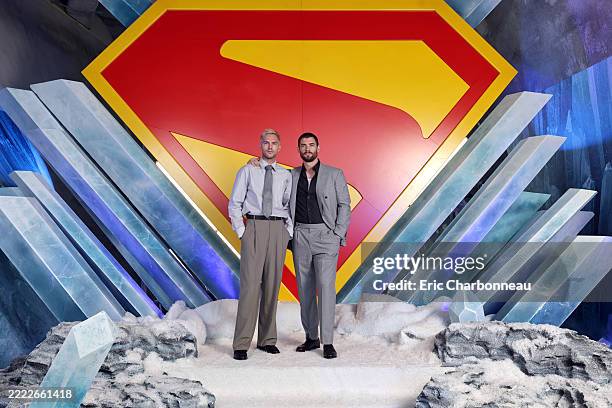 Nicholas Hoult and David Corenswet seen at "Superman" Press Junket on June 28, 2025 in Los Angeles, California.