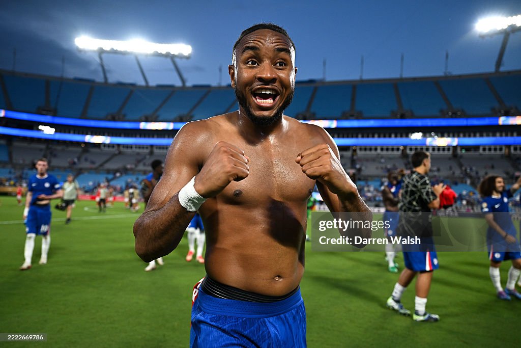 Christopher Rag Fifa Christopher Nkunku of Chelsea FC celebrates after the team's victory ...