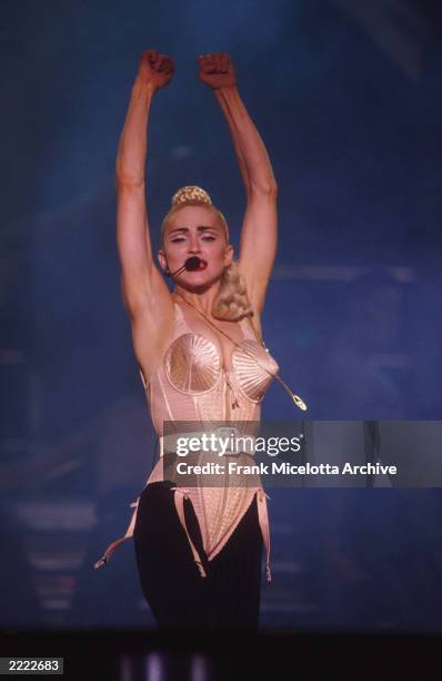 Madonnna performing on the Blond Ambition Tour in Tokyo, Japan, 4/4/90. Photo by Frank Micelotta/Getty Images.