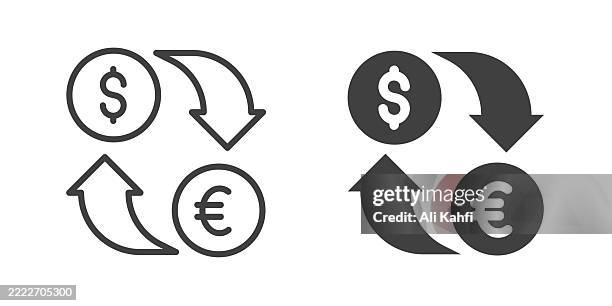 exchange thin line and glyph solid icon. editable stroke and perfect pixel isolated on transparent background - us dollar stock illustrations