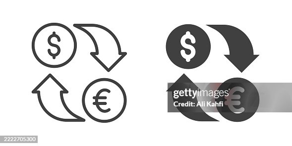 Exchange thin line and glyph solid icon. Editable stroke and perfect pixel isolated on transparent background Exchange thin line and glyph solid icon. Editable stroke and perfect pixel isolated on transparent background