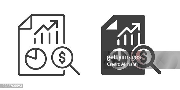 Analysis thin line and glyph solid icon. Editable stroke and perfect pixel isolated on transparent background Analysis thin line and glyph solid icon. Editable stroke and perfect pixel isolated on transparent background