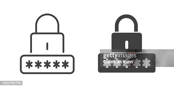 Password thin line and glyph solid icon. Editable stroke and perfect pixel isolated on transparent background Password thin line and glyph solid icon. Editable stroke and perfect pixel isolated on transparent background