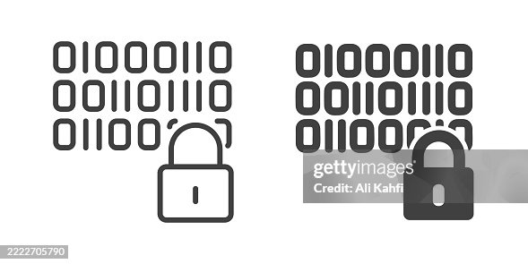 Encryption thin line and glyph solid icon. Editable stroke and perfect pixel isolated on transparent background Encryption thin line and glyph solid icon. Editable stroke and perfect pixel isolated on transparent background