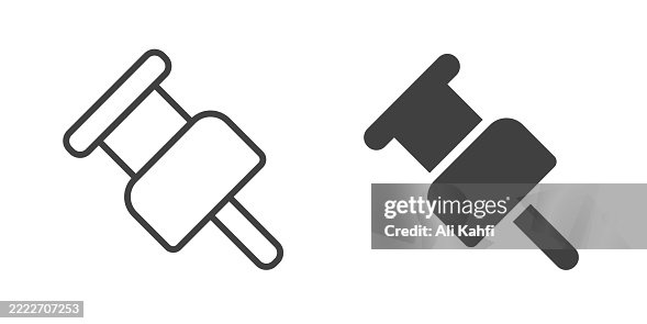 Pushpin thin line and glyph solid icon. Editable stroke and perfect pixel isolated on transparent background Pushpin thin line and glyph solid icon. Editable stroke and perfect pixel isolated on transparent background