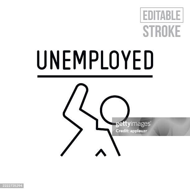unemployed business person being weighed down with pressure with thin line icon - editable stroke - holding compact stock illustrations