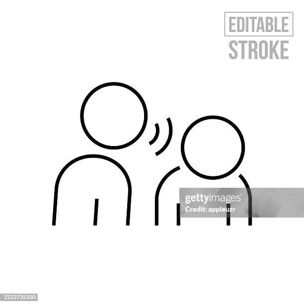 ilustraciones, imágenes clip art, dibujos animados e iconos de stock de persona menospreciando verbalmente a otra persona icono de línea fina - trazo editable - maltrato emocional
