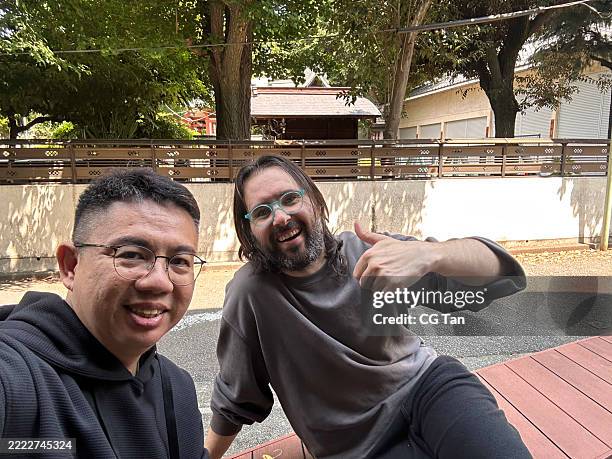 smiling friends enjoying outdoor time together - user generated content stock pictures, royalty-free photos & images