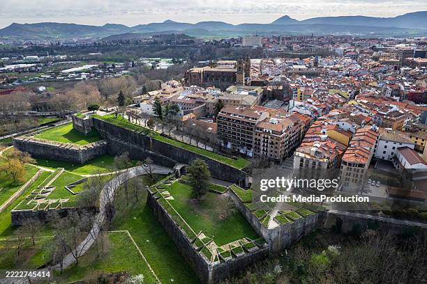 pamplona city aerial view - pamplona stock pictures, royalty-free photos & images