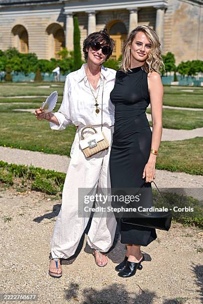 Ines de la Fressange and Violette d'Urso attend the Jacquemus Menswear Spring/Summer 2026 show as part of Paris Fashion Week on June 29, 2025 in...
