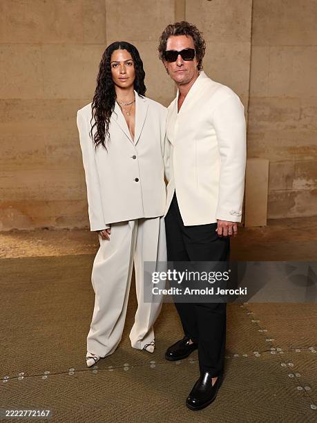 Camila Alves McConaughey and Matthew McConaughey attend the Jacquemus Menswear Spring/Summer 2026 show as part of Paris Fashion Week on June 29, 2025...