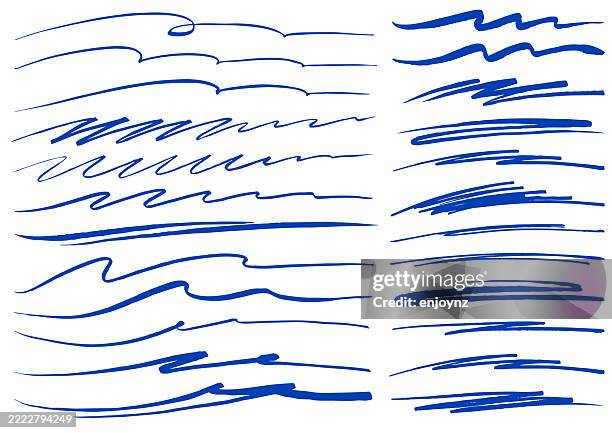 blue flowing pen underline patterns vector - underline vector stock illustrations