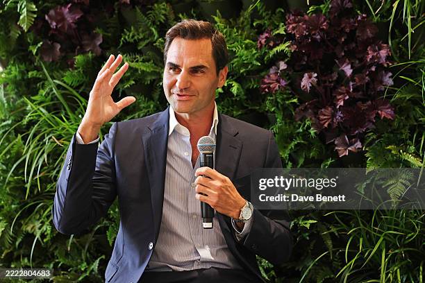 Rolex Testimonee Roger Federer attends the Rolex and the Watches of Switzerland Group drinks reception in celebration of The Championships, Wimbledon...