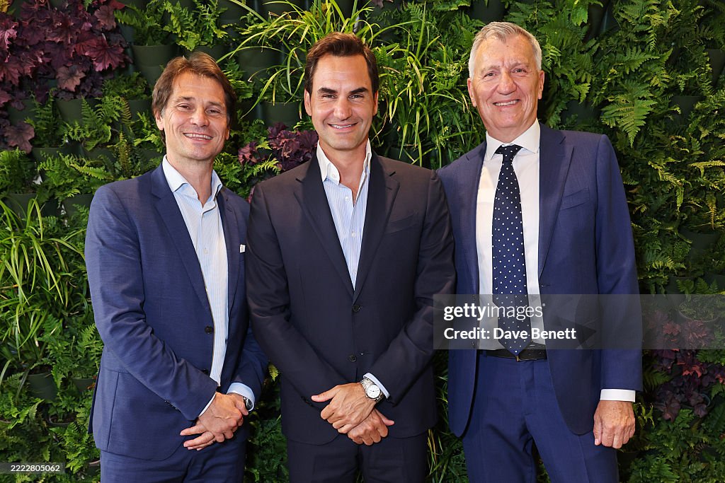 Arnaud Boetsch, Roger Federer and Richard de Leyser attend as