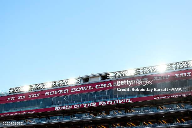General interior view of Levi's Stadium, host venue for the FIFA World Cup 2026 with signage showing the 49ers at Super Bowl Champions ahead of the...