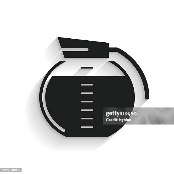 coffee maker. icon with long shadow on white background - black coffee white background stock illustrations