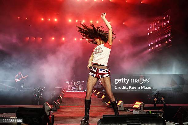 Olivia Rodrigo performs onstage during day five of the Glastonbury Festival 2025 at Worthy Farm, Pilton on June 29, 2025 in Glastonbury, England....