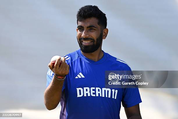 Jasprit Bumrah of India during a net session at Edgbaston on June 30, 2025 in Birmingham, England.