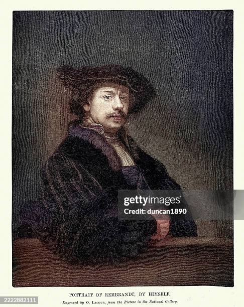 ilustraciones, imágenes clip art, dibujos animados e iconos de stock de autorretrato de rembrandt, pintor, grabador y dibujante holandés del siglo de oro. es generalmente considerado uno de los más grandes artistas visuales de la historia del arte occidental - rembrandt