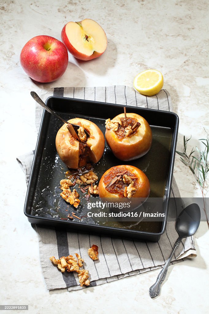 Grilled whole apples