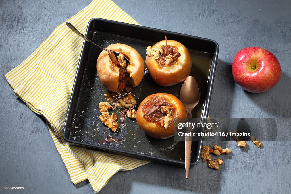 Grilled whole apples