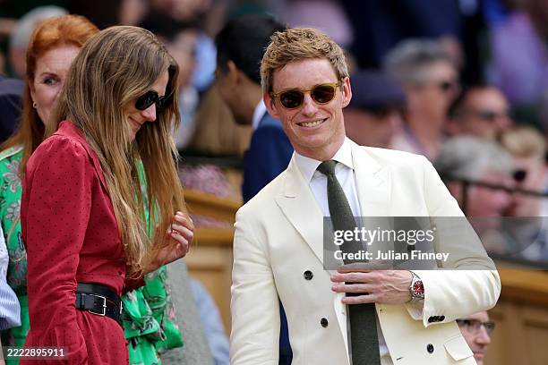 Eddie Redmayne arrives in the Royal Box prior to the Gentlemen's Singles first round match between Fabio Fognini of Italy and Carlos Alcaraz of Spain...
