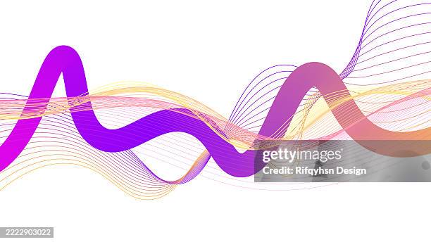 illustrations, cliparts, dessins animés et icônes de abstrait multicolore dégradé fluide ligne d’onde sur fond blanc - onde sinusoïdale