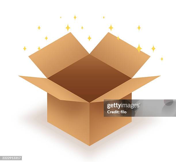 surprise gift box opening - first day stock illustrations