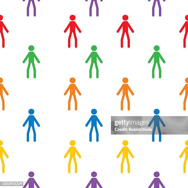 colorful human figures seamless pattern - sample stand stock illustrations