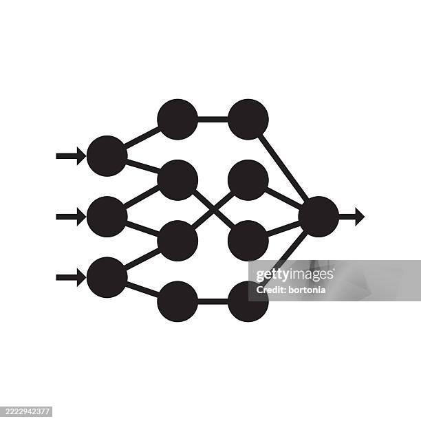 artificial intelligence decision tree ai icon - decision tree stock illustrations