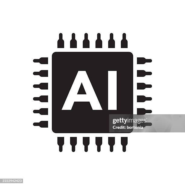 artificial intelligence microchip ai icon - natural language processing stock illustrations