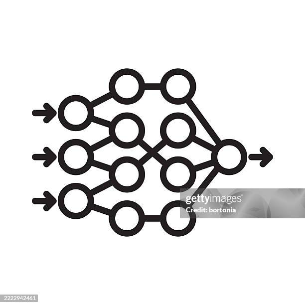 editable stroke artificial intelligence decision tree ai icon - deep learning stock illustrations