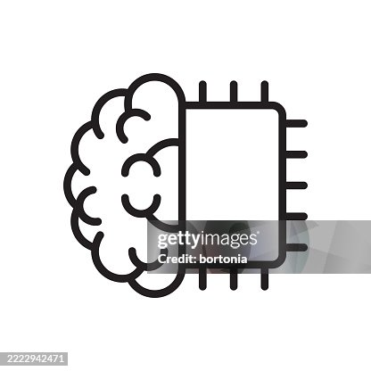 Editable Stroke Artificial Intelligence Microchip AI Icon Editable Stroke Artificial Intelligence Microchip AI Icon