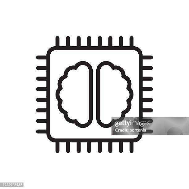 editable stroke artificial intelligence microchip ai icon - large language model stock illustrations