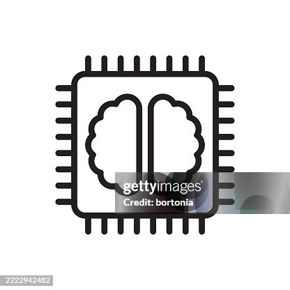 Editable Stroke Artificial Intelligence Microchip AI Icon Editable Stroke Artificial Intelligence Microchip AI Icon