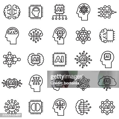 Editable Stroke Artificial Intelligence AI Icon Set Editable Stroke Artificial Intelligence AI Icon Set