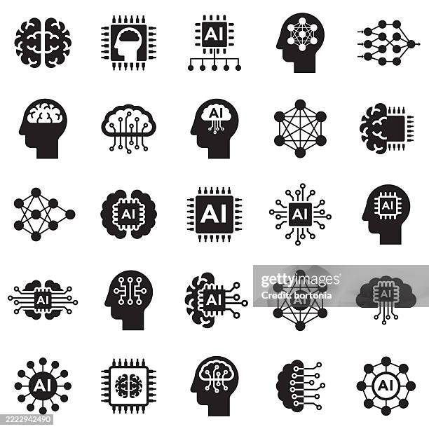 stockillustraties, clipart, cartoons en iconen met artificial intelligence ai icon set - large language model